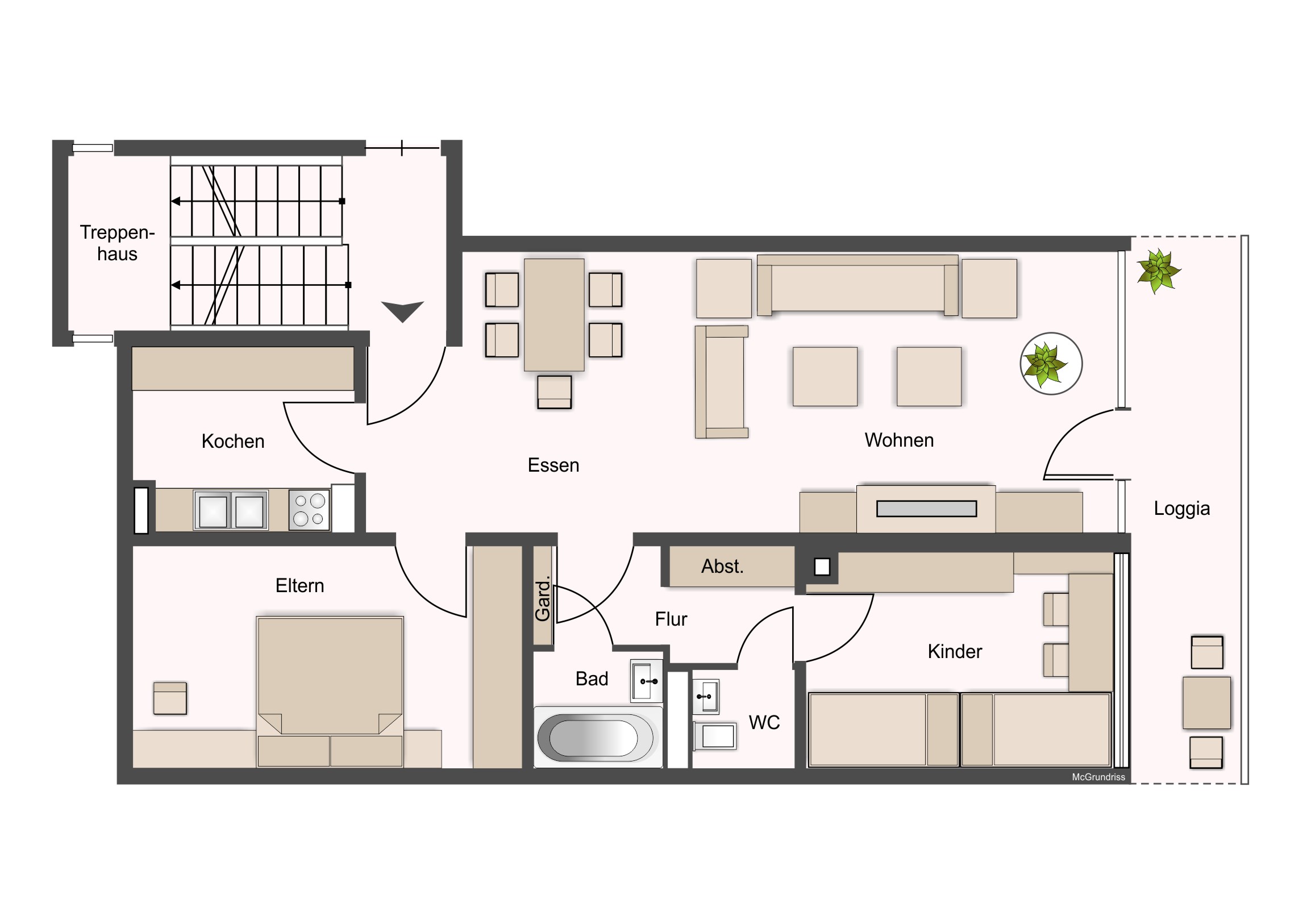 Grundriss familienfreundliche 3-Zimmer-Wohnung in Neufahrn